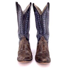 Cowtown Teju Lizard  Leather Cowboy Vintage Western Boots D 846 USA Made Sz 7.5